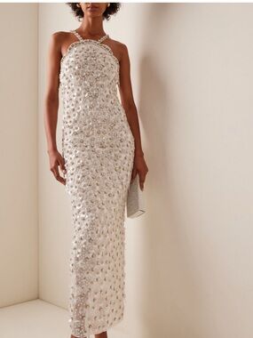 DES_PHEMMES Exclusive Embellished Silk Maxi Dress